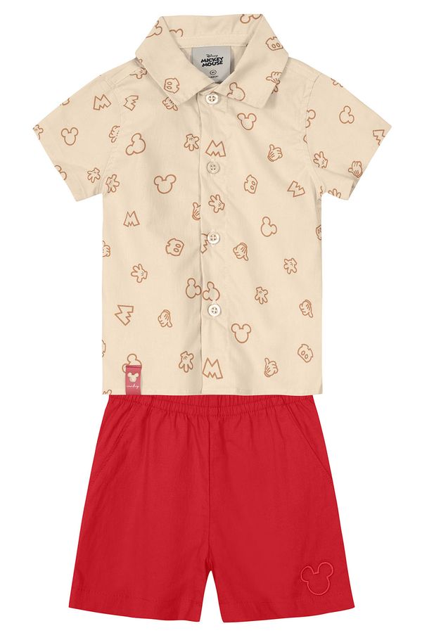 Conjunto Mickey Mouse infantil menino em tricoline Mundi - M