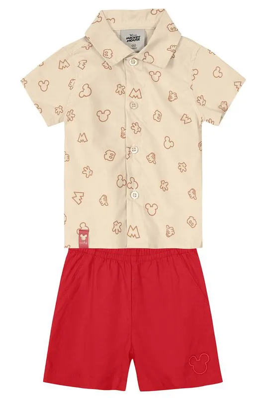 Conjunto Mickey Mouse infantil menino em tricoline Mundi - M