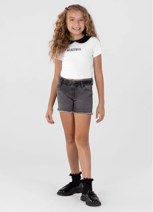 Blusa cropped em cotton Wandinha Infantil menina Brandili - 14