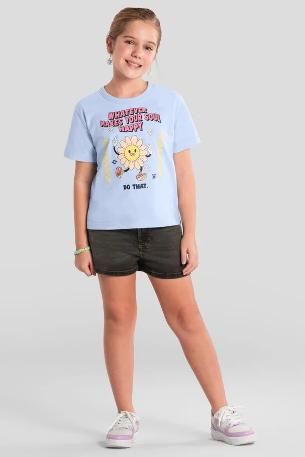 Blusa infantil menina com estampa de flor Brandili - 8