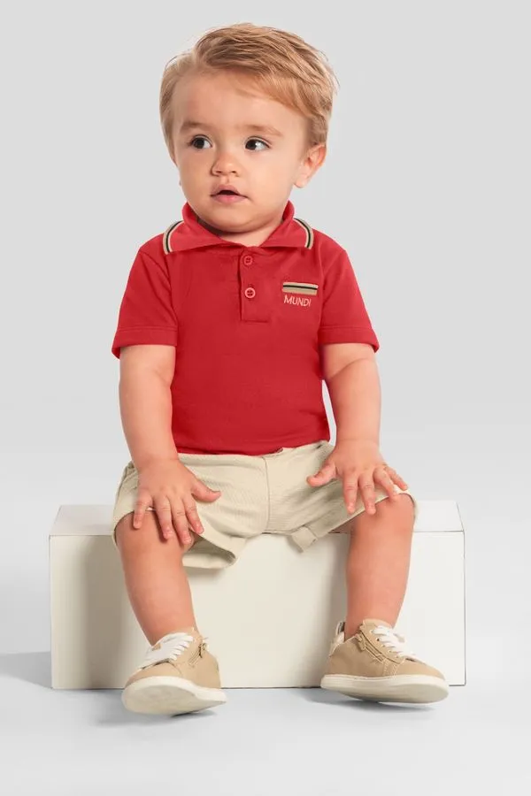 Conjunto bebê menino polo bordada Mundi - 1