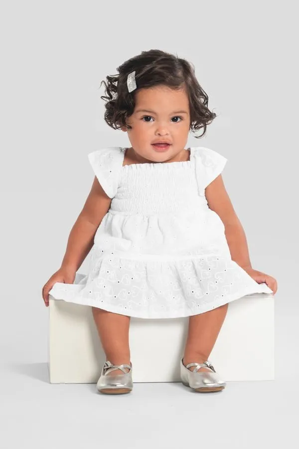 Vestido bebê menina em laise de corações Mundi - 2