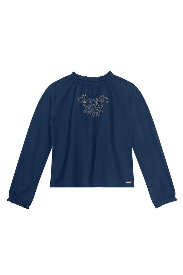 Blusa infantil menina com bordado de coração Mundi - 8