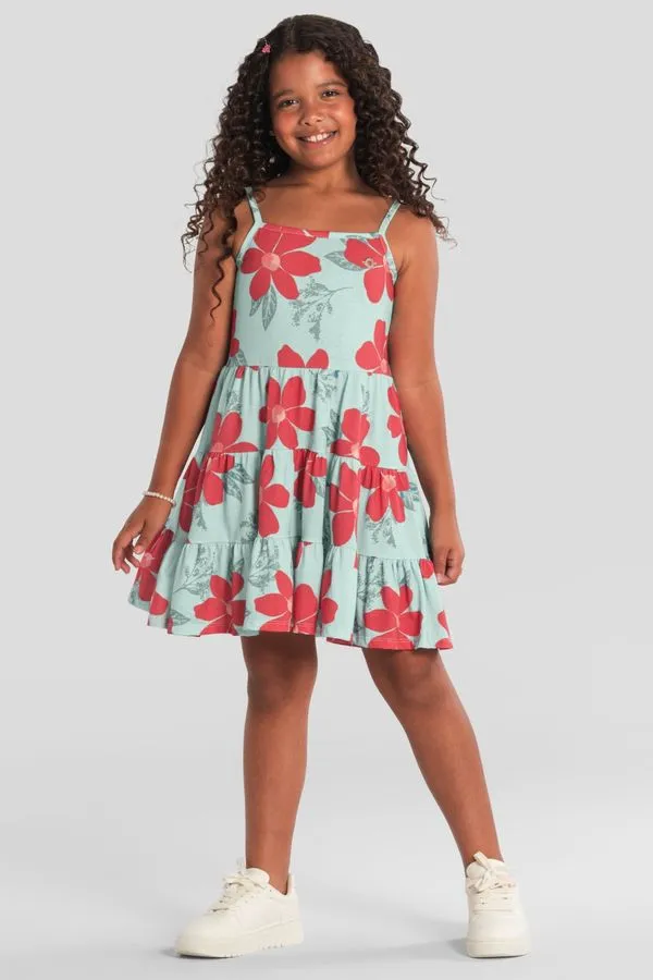 Vestido infantil menina de flores colorido Brandili - 10