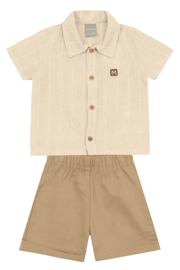 Conjunto bebê menino polo fio tinto Mundi - M