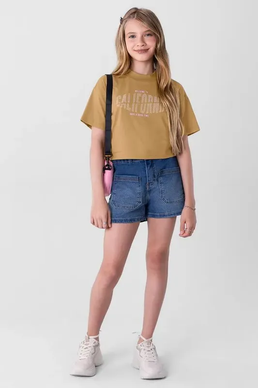 Blusa cropped em malha infantil menina Young Class - 10
