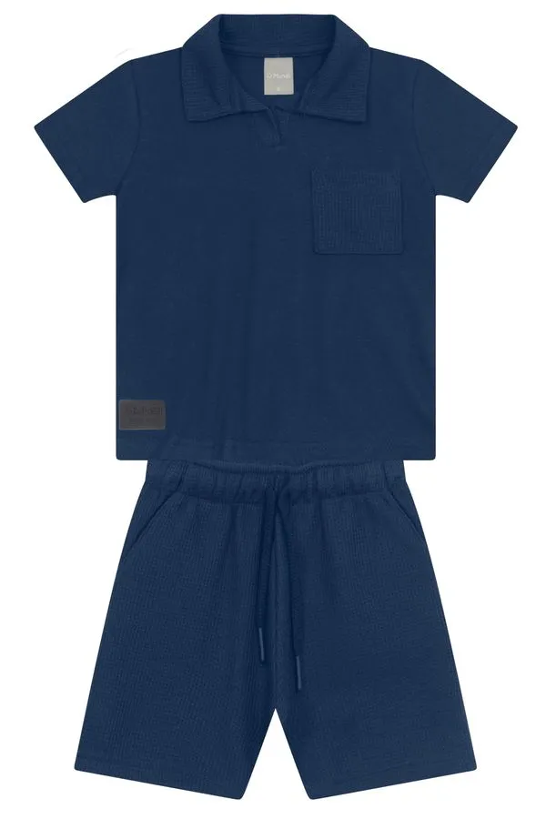 Conjunto infantil menino com polo Mundi - 1