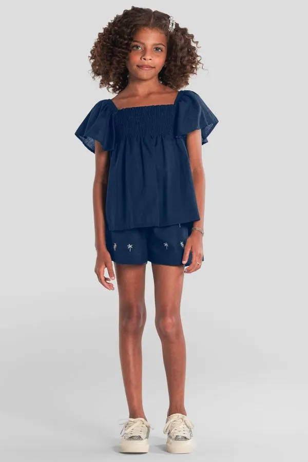 Conjunto infantil menina bordado floral Mundi - 8