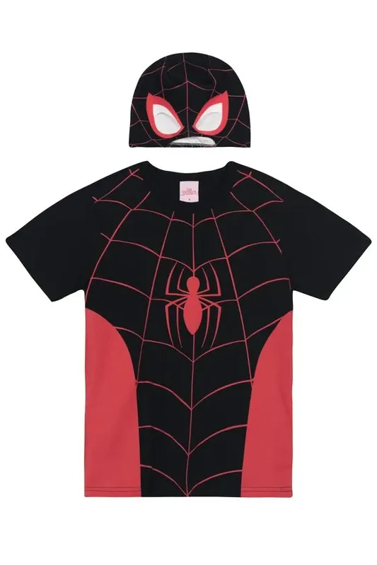Camiseta infantil menino Homem-Aranha com máscara Brandili -4