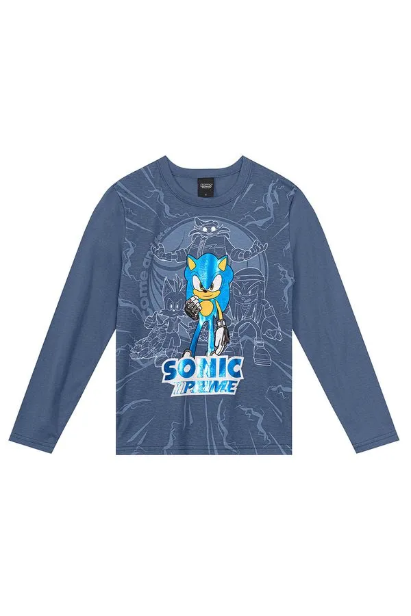 Camiseta infantil menino Sonic Brandili - 4