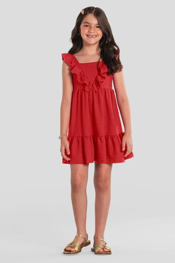 Vestido infantil menina em cotton texturizado Brandili - 4