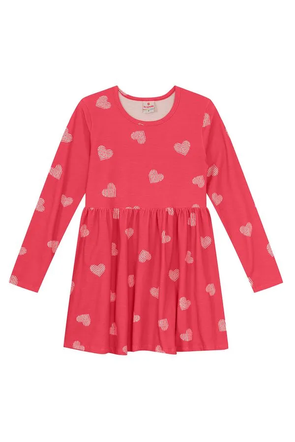 Vestido infantil menina de corações Brandili - 1