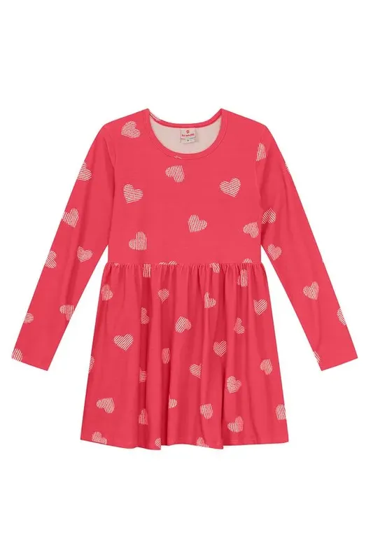 Vestido infantil menina de corações Brandili - 1