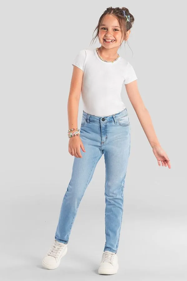 Calça infantil menina em jeans Brandili - 4