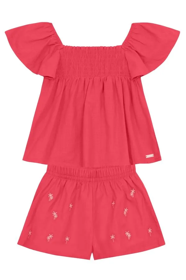 Conjunto infantil menina bordado floral Mundi - 8