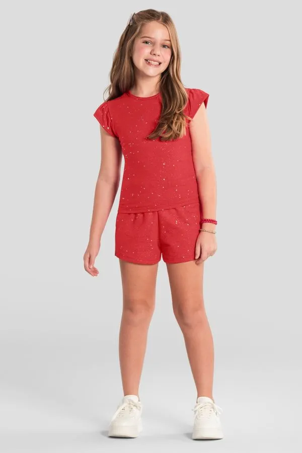 Shorts infantil menina em moletinho com brilho Brandili - 8
