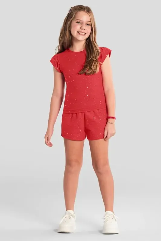 Shorts infantil menina em moletinho com brilho Brandili - 6