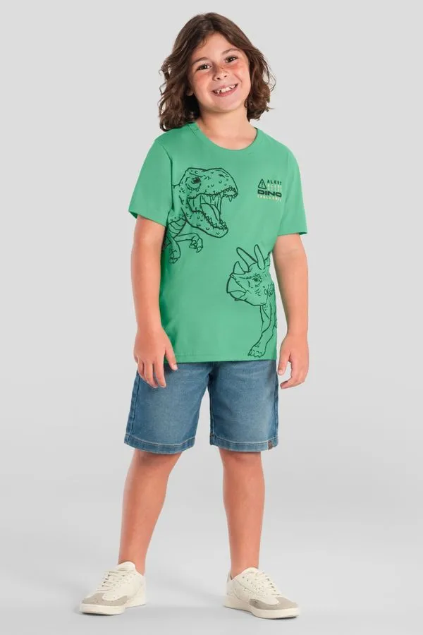 Camiseta infantil menino de dinossauro em puff Brandili - 6