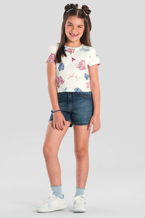 Blusa infantil menina do Stitch cropped Brandili 10
