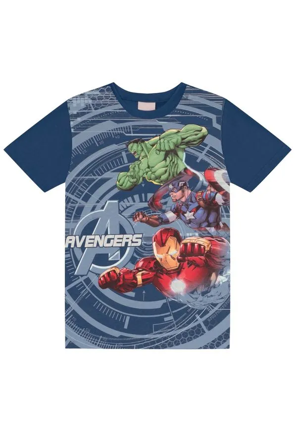 Camiseta infantil menino dos Vingadores metalizado Brandili - 6