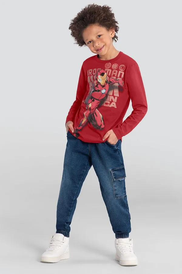 Camiseta infantil menino em malha Os Vingadores Brandili - 4