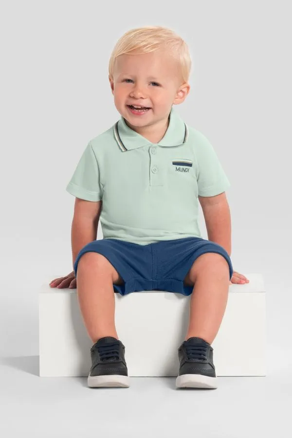 Conjunto bebê menino polo bordada Mundi - 2