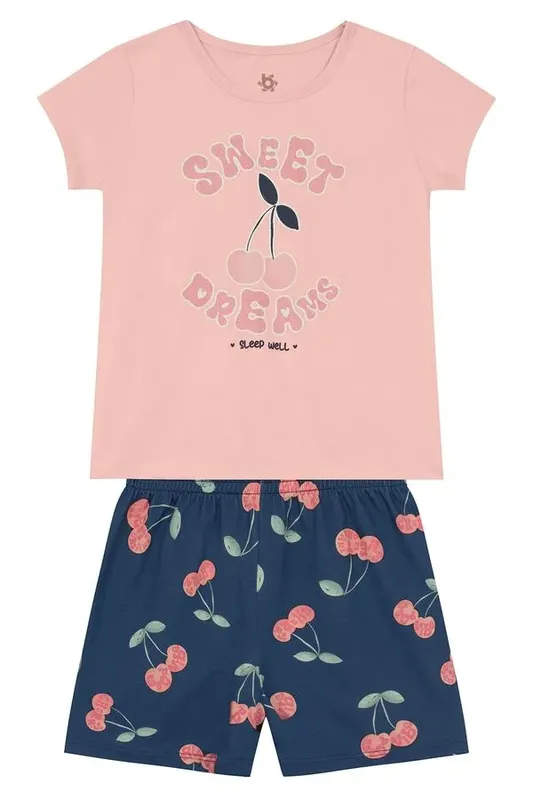 Pijama infantil menina de cereja brilha no escuro Brandili - 8