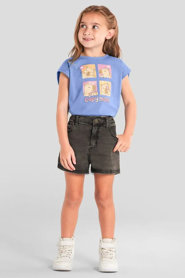 Blusa infantil menina de capivara com glitter Brandili - 8