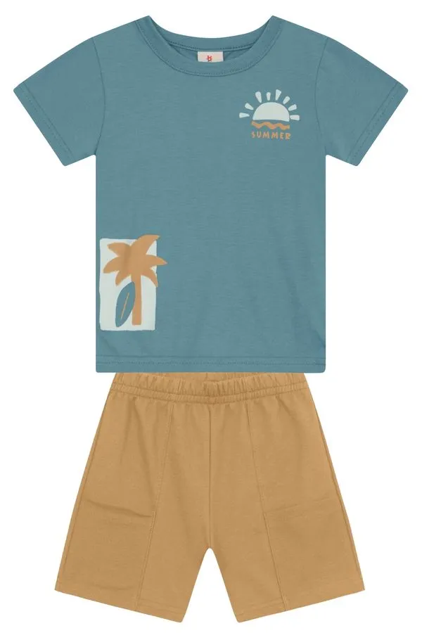 Conjunto infantil menino estampa tropical Brandili - 6