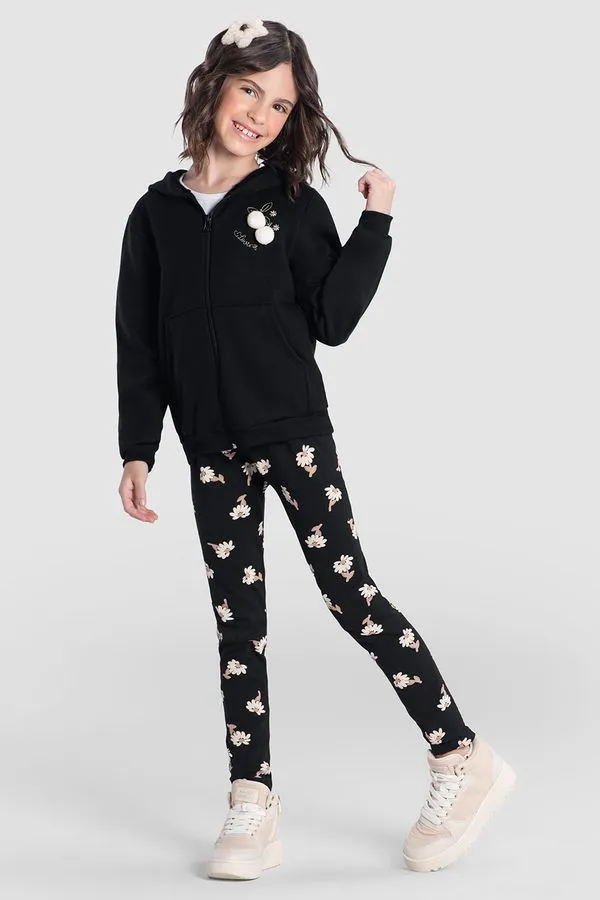 Conjunto infantil menina florido com pompom Brandili - 10