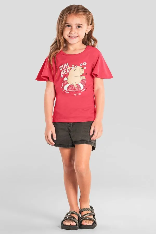 Blusa infantil menina de capivara com strass Brandili - 8
