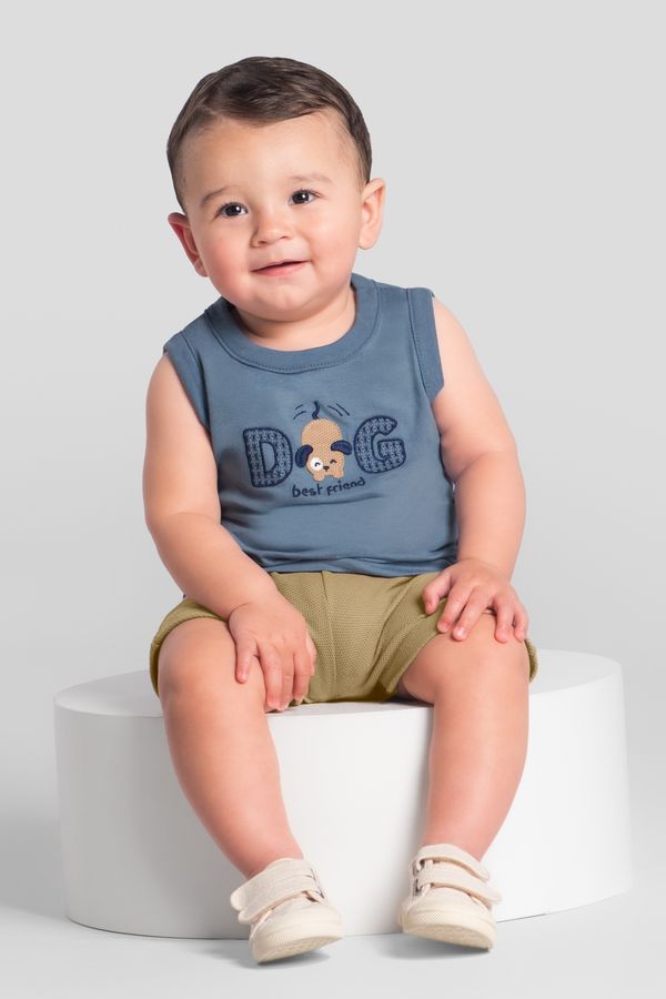 Conjunto bebê menino de cachorrinho Brandili Baby -P