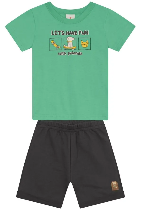 Conjunto infantil menino de cachorrinho em puff Brandili - 1