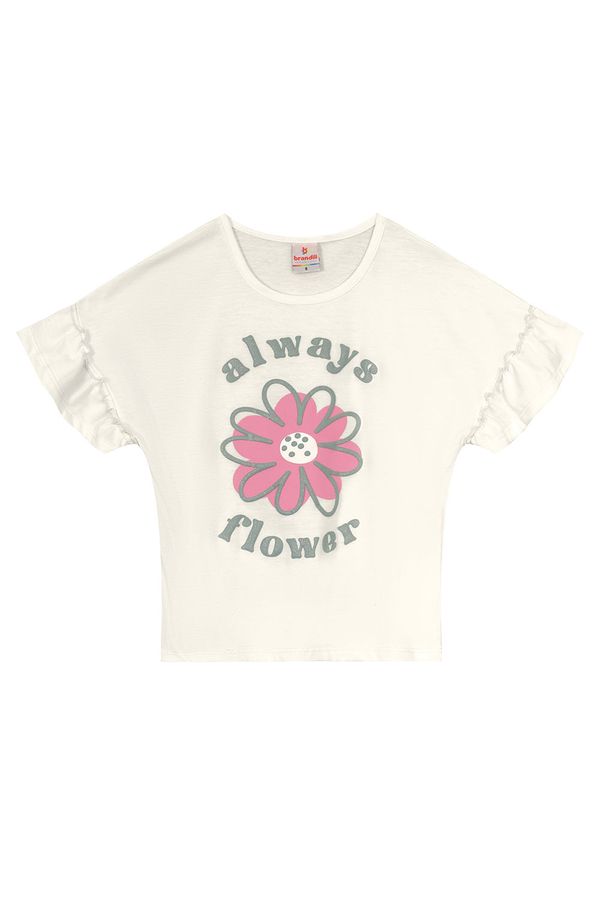 Blusa infantil menina de flor com glitter Brandili - 4