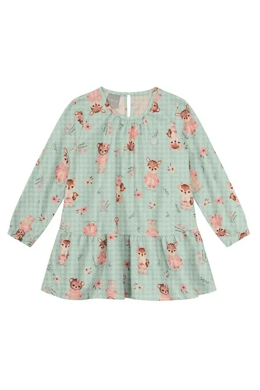 Vestido infantil menina de bichinhos Mundi - 1