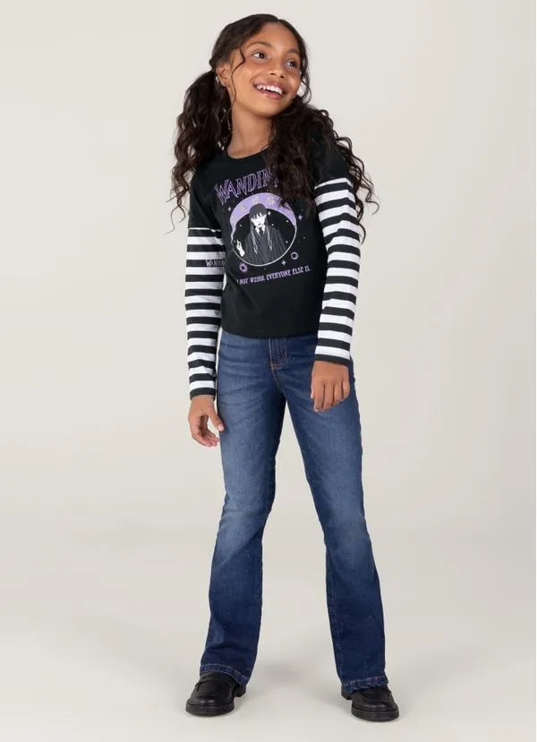 Blusa Wandinha Em Malha Infantil Menina Brandili - 8