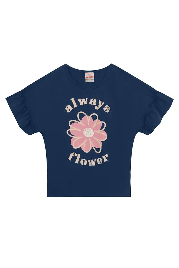 Blusa infantil menina de flor com glitter Brandili - 10