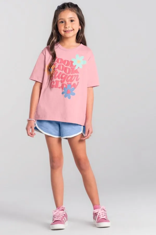 Blusa infantil menina em malha com estampa floral Brandili -8