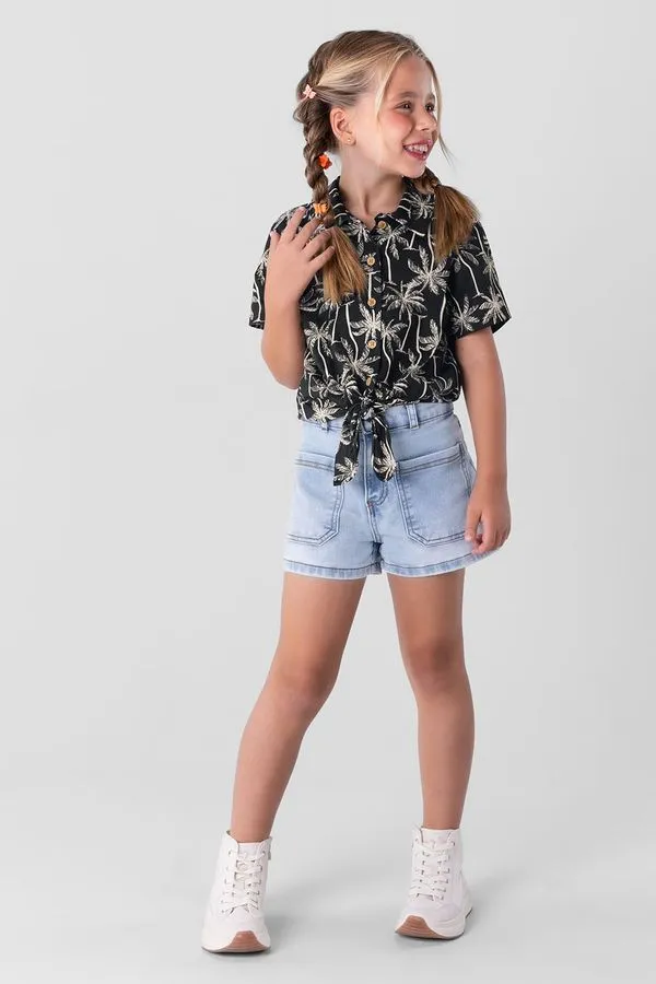 Camisa cropped em malha infantil menina Brandili - 18