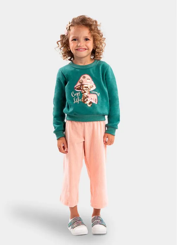 Conjunto infantil menina com aplique de cogumelo Mundi - 8