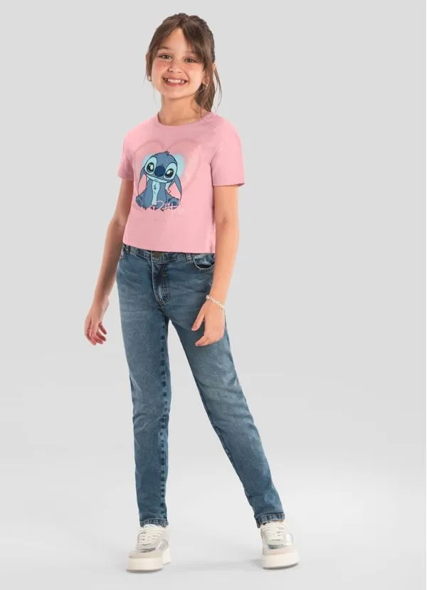 Blusa cropped infantil menina do Stitch Brandili - 14