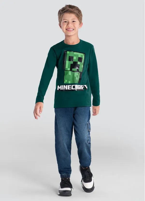 Camiseta infantil menino Minecraft em gel Brandili - 14