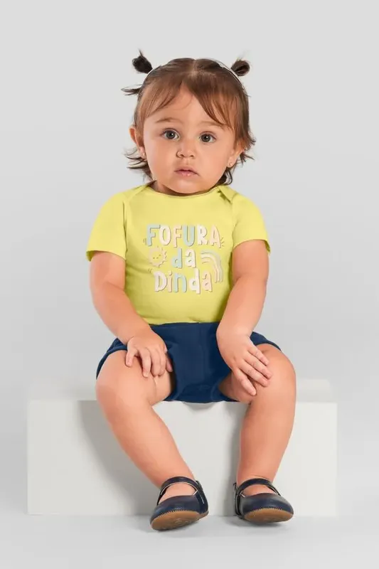 Body bebê unissex com frase decorativa Brandili Baby - G
