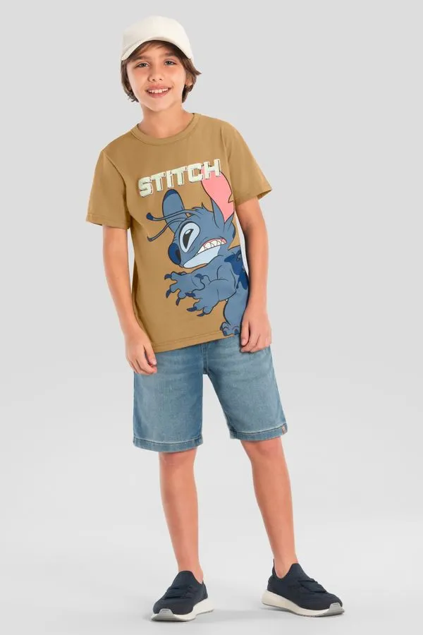 Camiseta infantil menino do Stitch em gel Brandili 4
