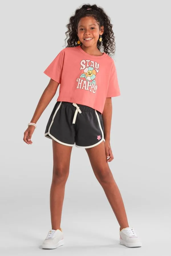 Blusa infantil menina cropped estampada Brandili - 8