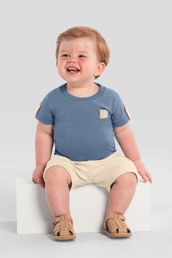 Conjunto bebê menino em meia malha Mundi - P
