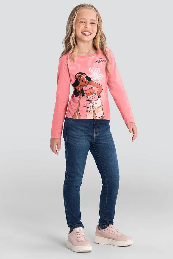 Blusa infantil menina da Moana com glitter Brandili - 6