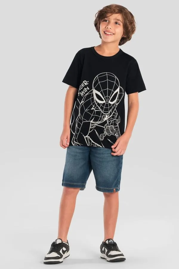 Camiseta infantil menino do Homem-Aranha metalizado Brandili - 4