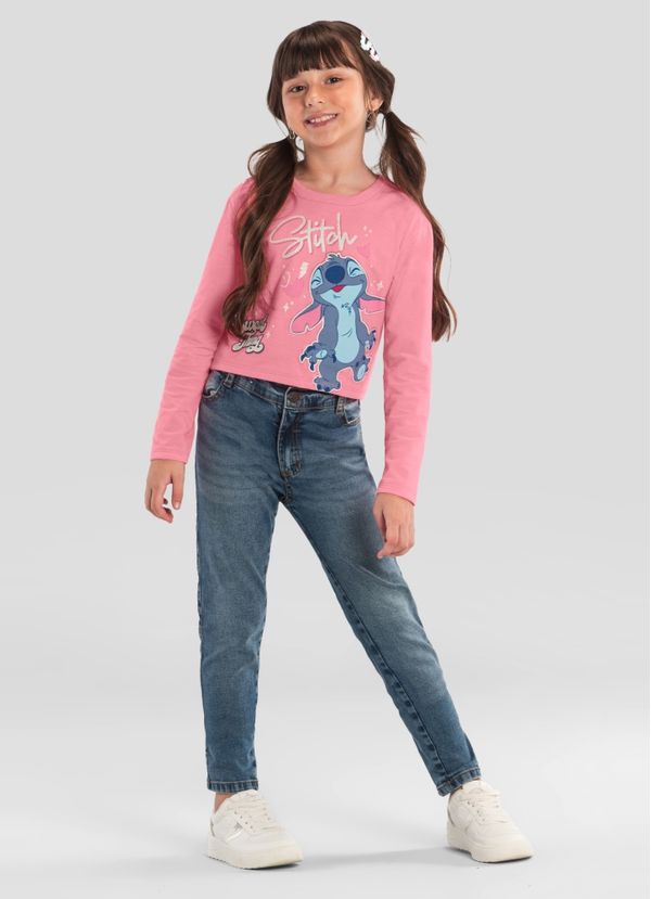 Blusa cropped infantil menina do Stitch Brandili - 12