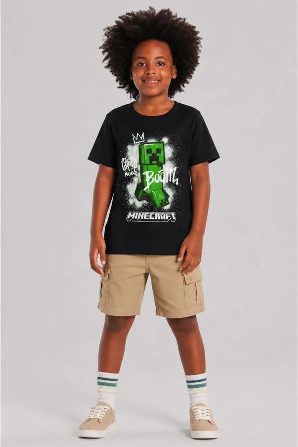 Camiseta infantil menino do Minecraft em gel Brandili - 14